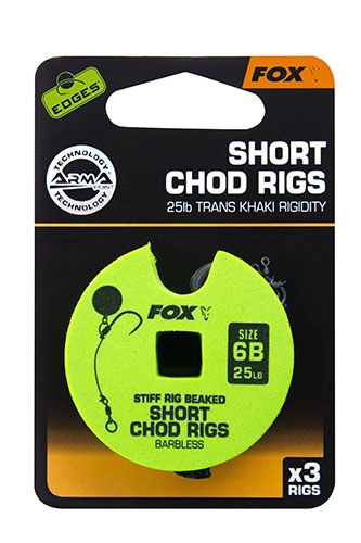 Fox Edges Stiff Short Chod Rig Barbless x3