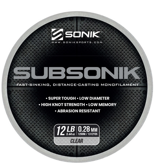 Sonik Subsonik Monofilament Line Clear 22lb 1200m