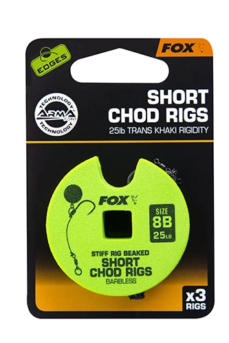 Fox Edges Stiff Short Chod Rig Barbless x3